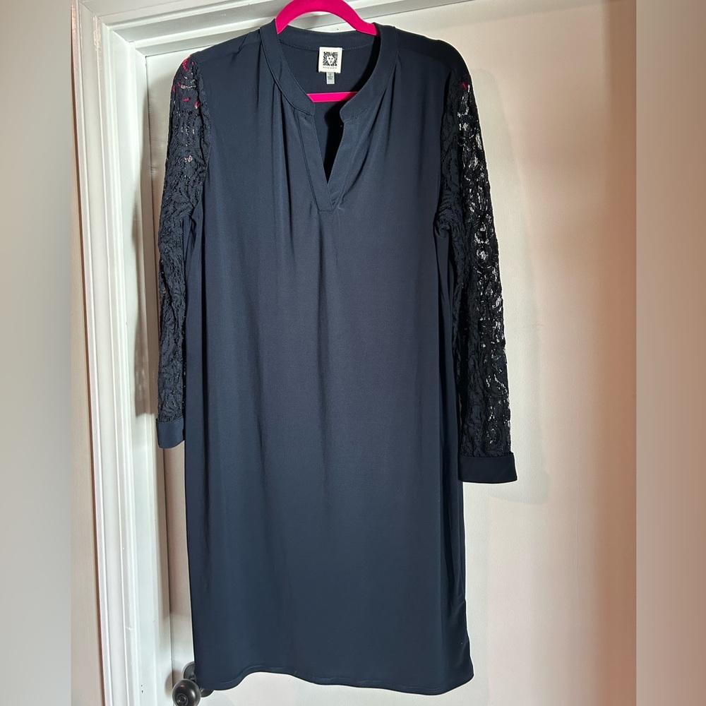 Anne Klein Long, Lace Sleeve Shift Dress